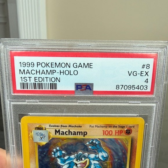 1999 Pokémon Machamp Holo Card Graded 4. Clear Case. 1st edition - Picture 2 of 4